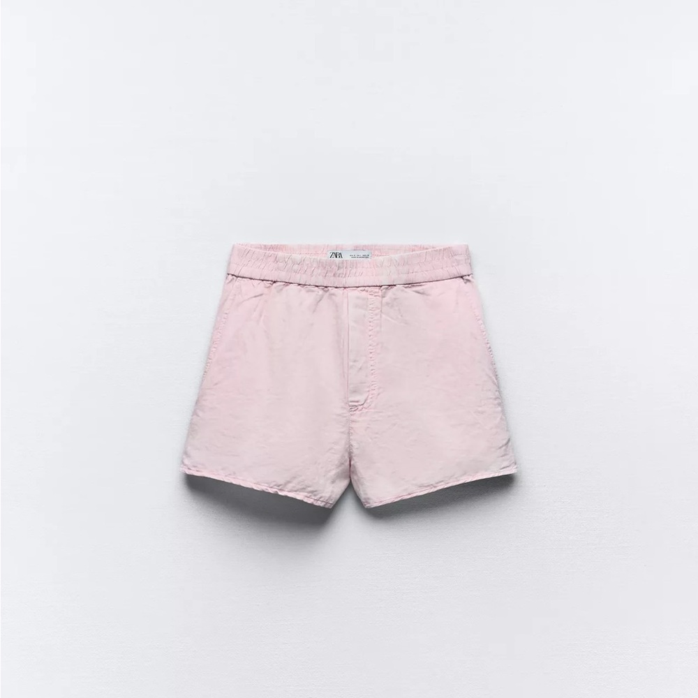 Zara Pink Linen Blend Shorts